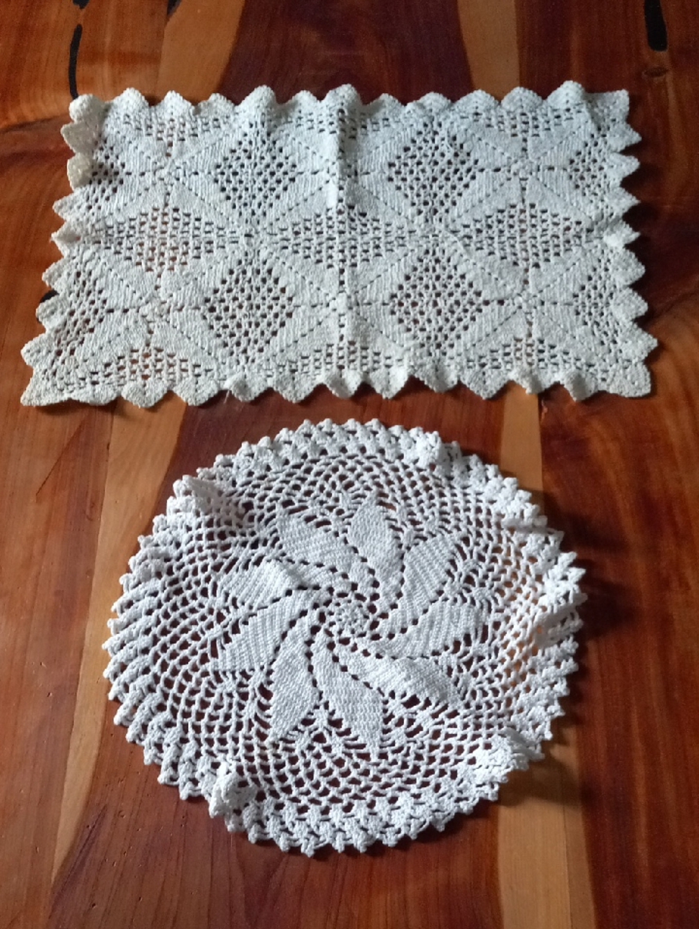 Vintage Crocheted Ivory Doilies Set Of 2
